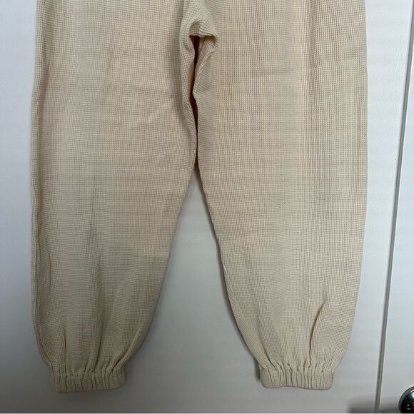 Frankie Shop Jogger Pants Small Bone Waffle Knit Elastic Waist Pockets Relaxed - Picture 7 of 15